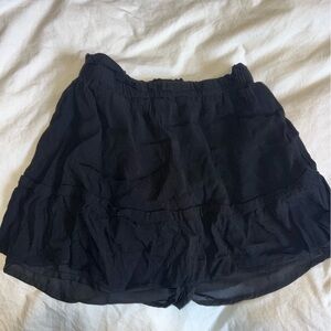 Black Ruffle Flowy Mini Skirt w/ Shorts